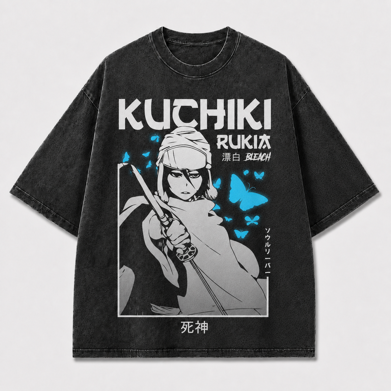 Monochrome Sword-wielding Woman Framed By Bright Oversized Graphic Tee
