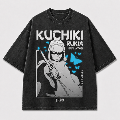 Monochrome Sword-wielding Woman Framed By Bright Oversized Graphic Tee
