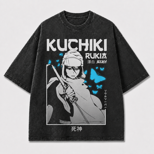 Monochrome Sword-wielding Woman Framed By Bright Oversized Graphic Tee