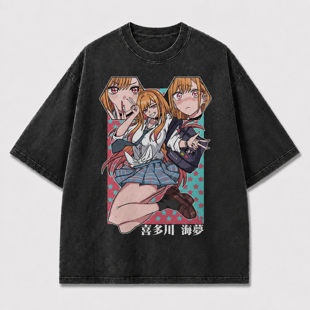 Bright Multi-panel Illustration of an Expressive Oversized Graphic Tee