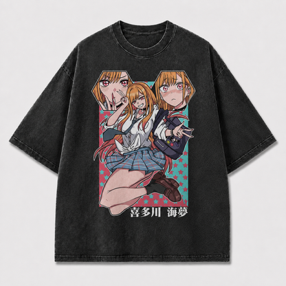 Bright Multi-panel Illustration of an Expressive Oversized Graphic Tee