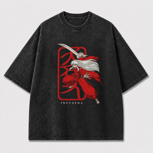 And Long-haired Sword Warrior In Flowing Robes Oversized Graphic Tee