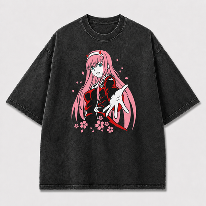 Pink Horned Character Graphic Tee