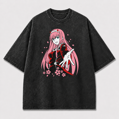 Pink Horned Character Graphic Tee