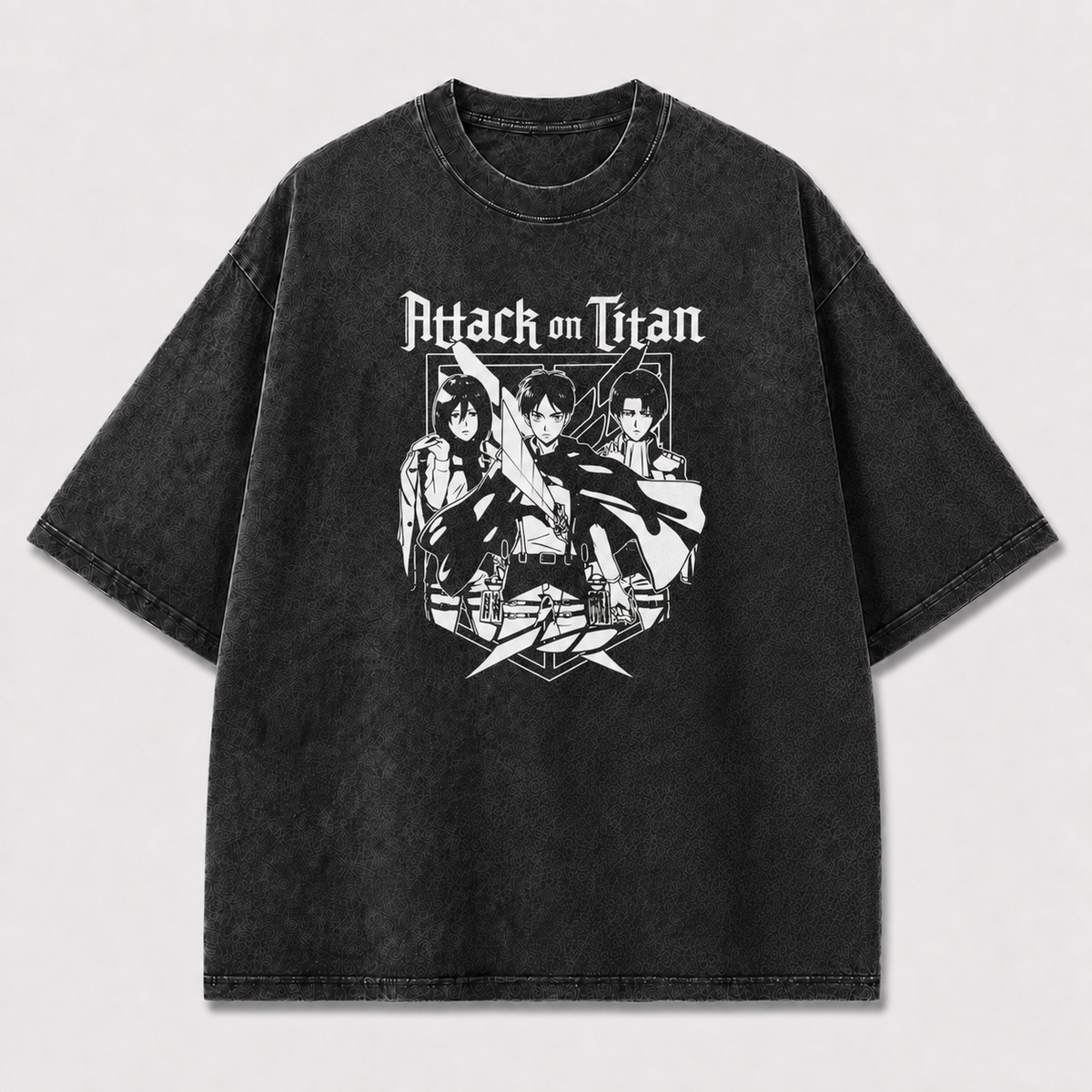 High-contrast Monochrome Trio of Uniformed Oversized Graphic Tee