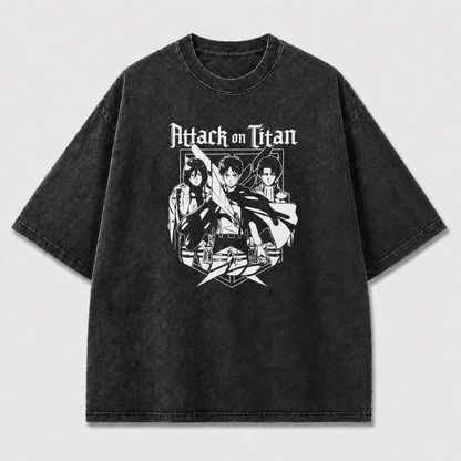 High-contrast Monochrome Trio of Uniformed Oversized Graphic Tee