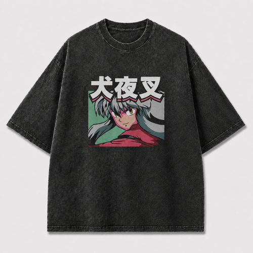 And Silver-haired Warrior Portrait with Oversized Graphic Tee