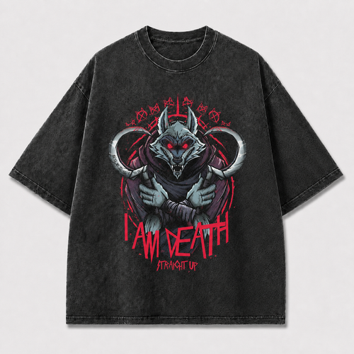 Menacing Armored Wolf with Glowing Eyes Framed Oversized Graphic Tee