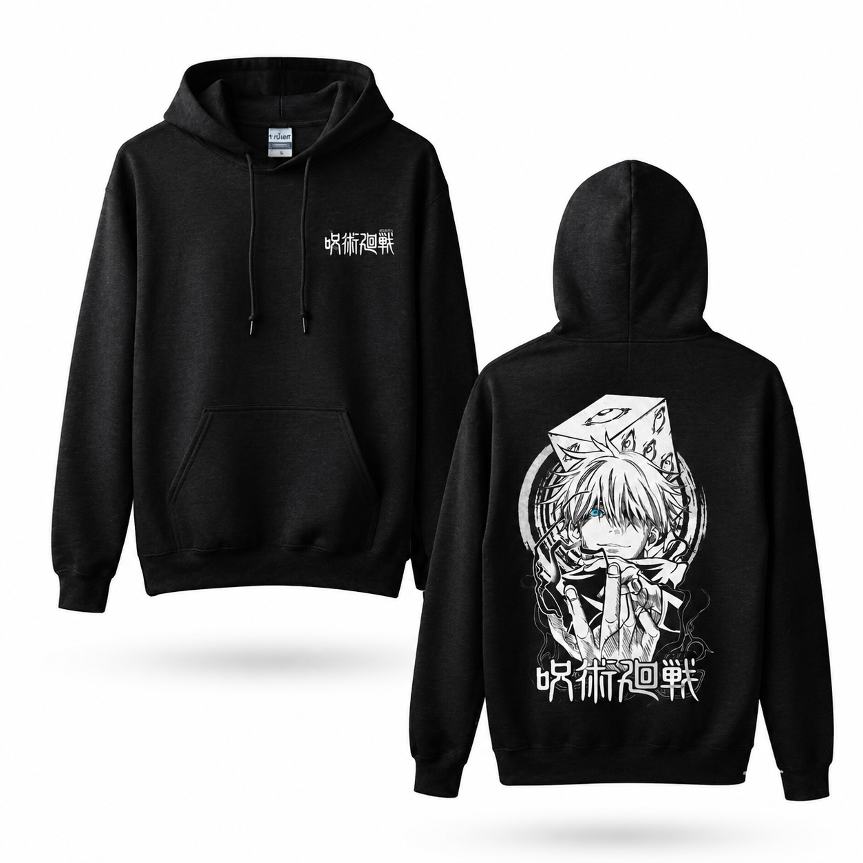 Oversized Streetwear Graphic Hoodie – Mystic Eyes Cube Sketch Print