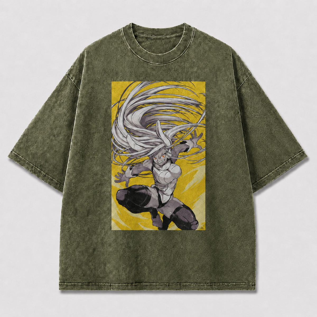Oversized Windswept Heroine Graphic Tee – Monochrome Print Top