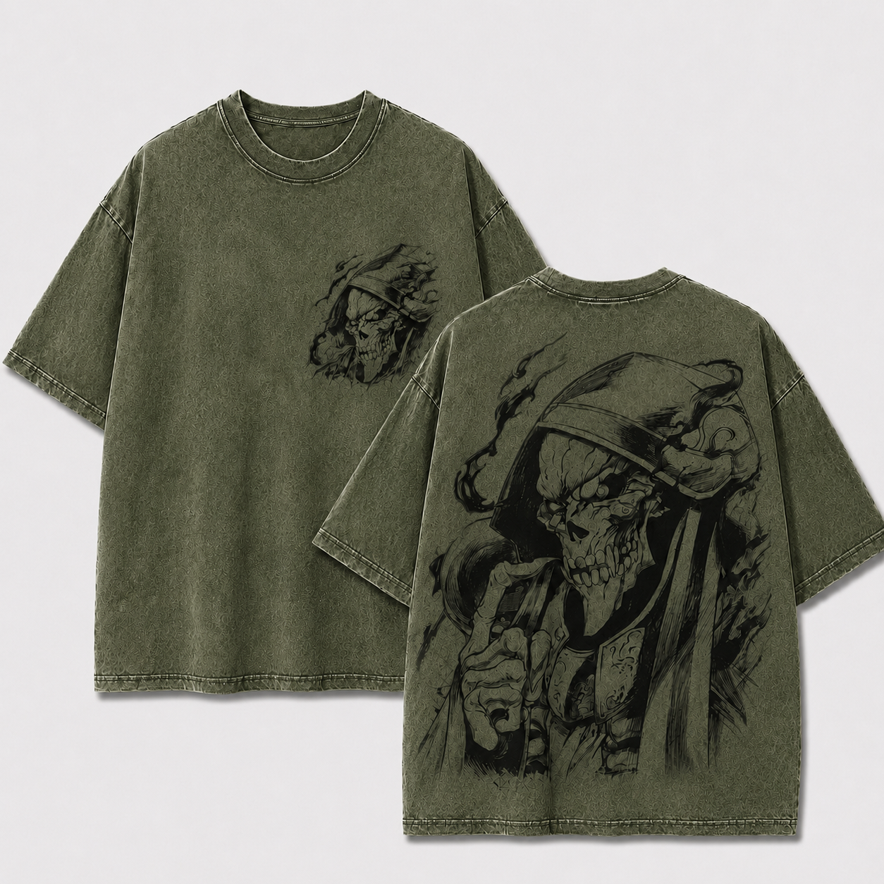 Armored Skeleton Overlord Vintage Washed Graphic Tee