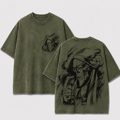 Armored Skeleton Overlord Vintage Washed Graphic Tee
