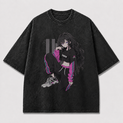 Oversized Graphic Print T-Shirt – Trackset Waifu Streetwear Tee