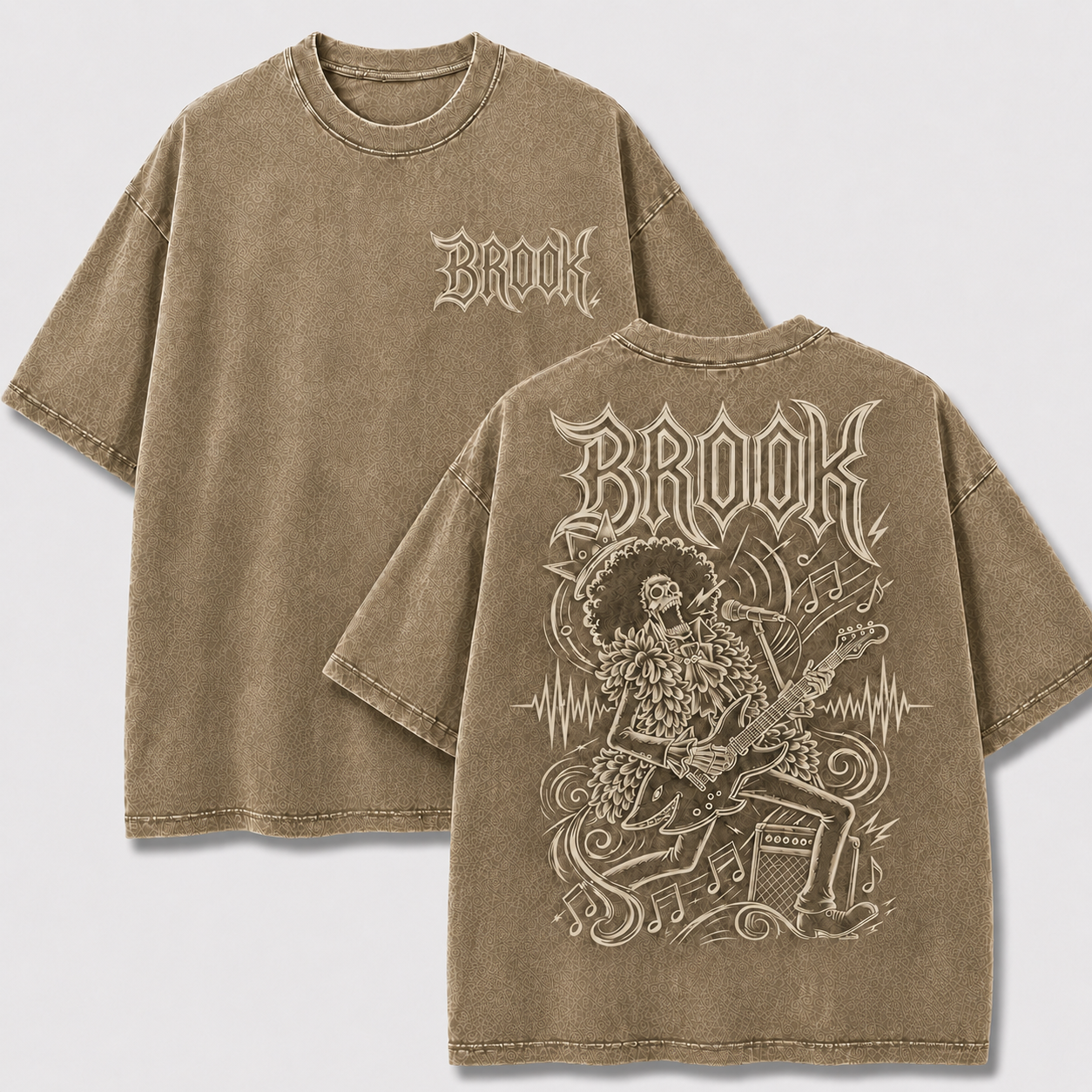 Oversized Streetwear Graphic Tee – Rock Skeleton Musician Print