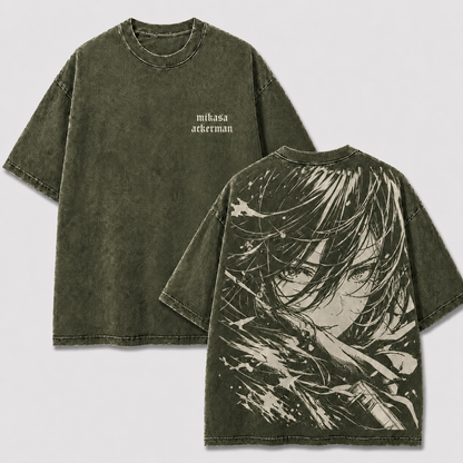 Monochrome Female Warrior Vintage Washed Graphic Tee