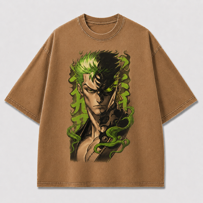 Oversized Graphic Print T-Shirt – Swordsman Portrait Streetwear Tee