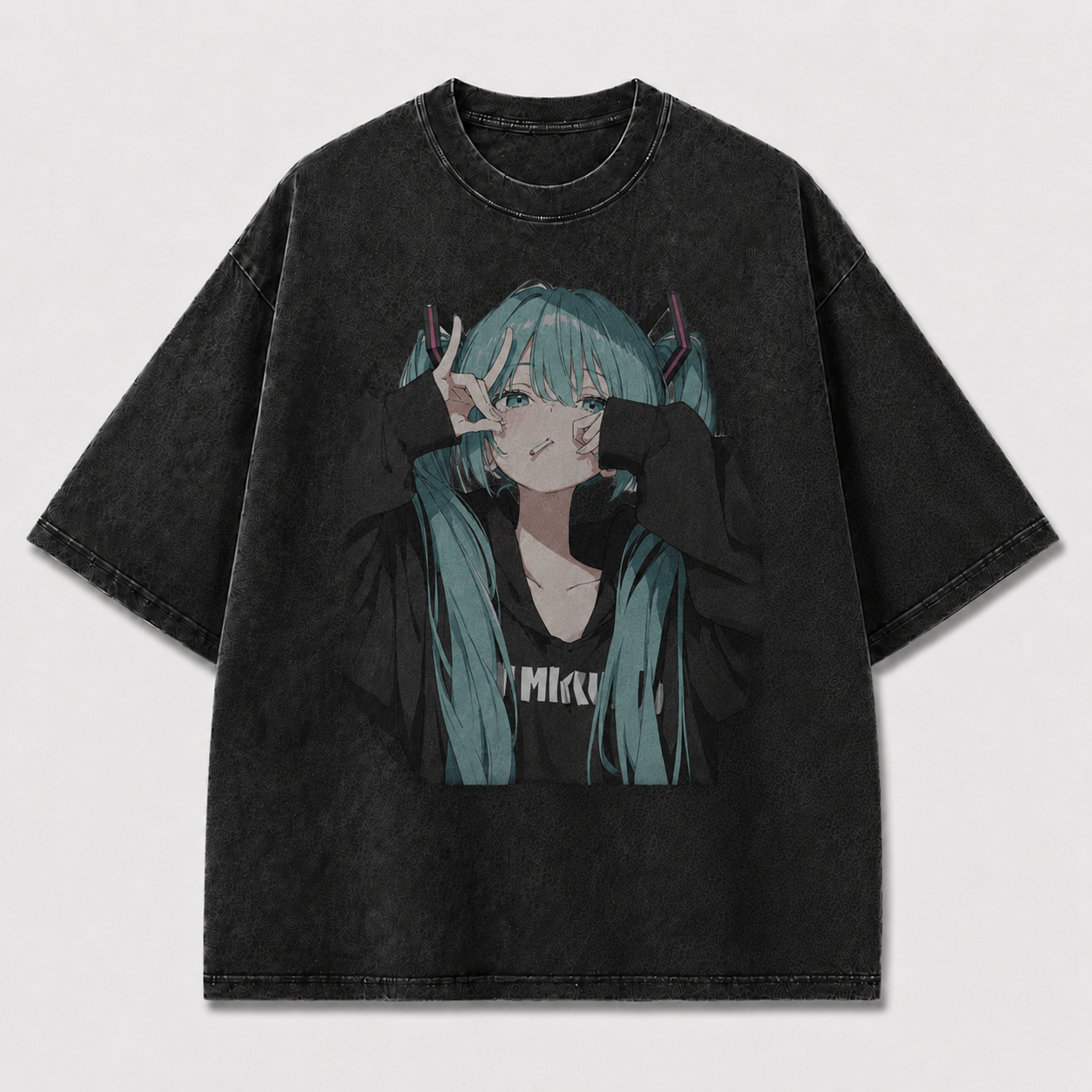 Oversized Graphic Print T-Shirt – Twin-Tail Waifu Streetwear Tee
