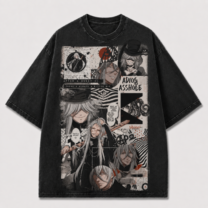 Oversized Gothic Collage Graphic Tee – Comic Panel Print Top