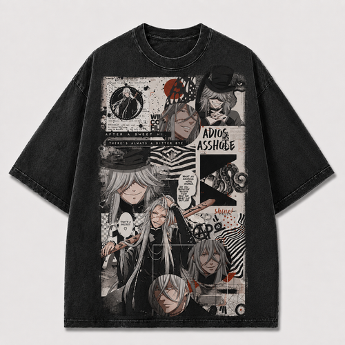 Oversized Gothic Collage Graphic Tee – Comic Panel Print Top