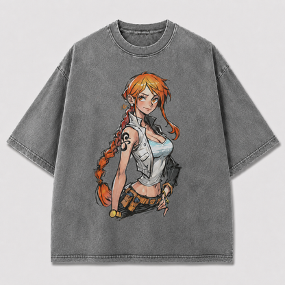 Oversized Streetwear Graphic Tee – Braided Hair Side Portrait Print