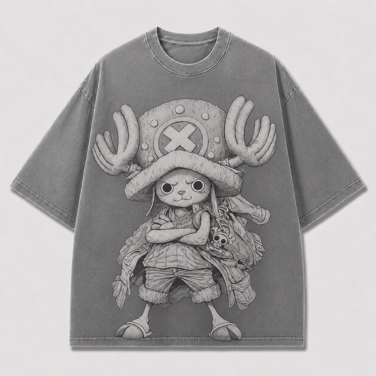 Oversized Streetwear Graphic Tee – Monochrome Antler Mascot Print