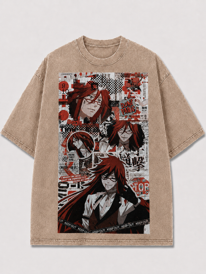 Oversized Newspaper Collage Graphic Tee – Comic Poster Print Top