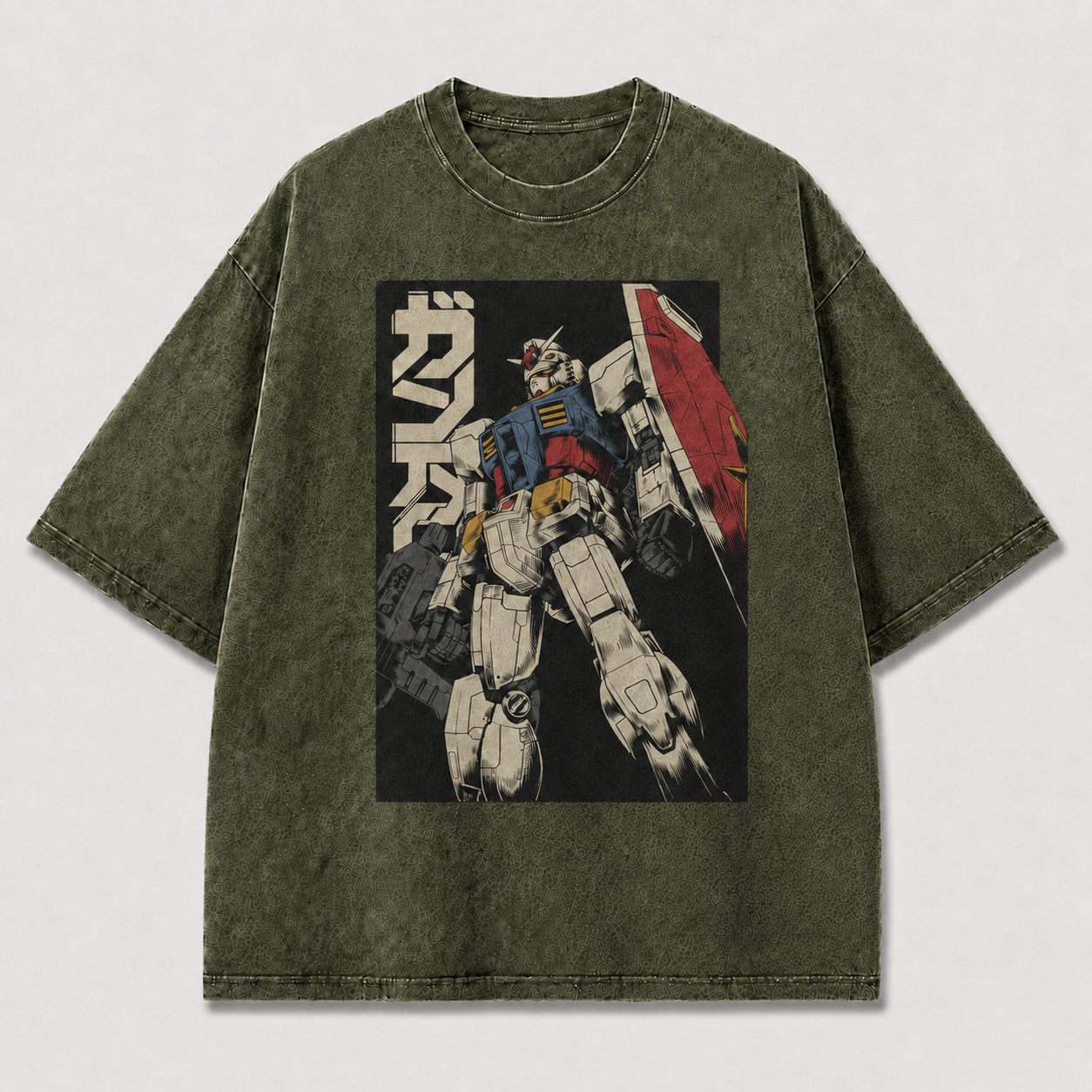 Oversized Mecha Warrior Graphic Tee – Retro Poster Print Top