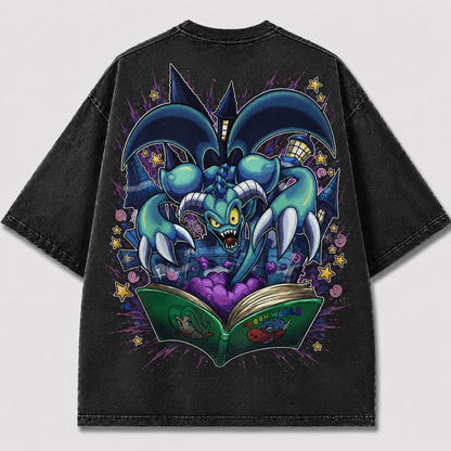 Oversized Storybook Creature Graphic Tee – Back Print Top