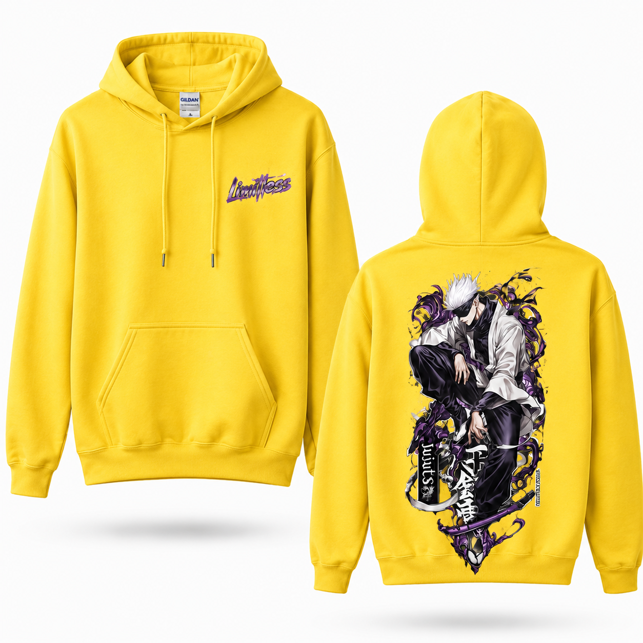 Oversized Streetwear Graphic Hoodie – Purple Smoke Crouching Figure Print