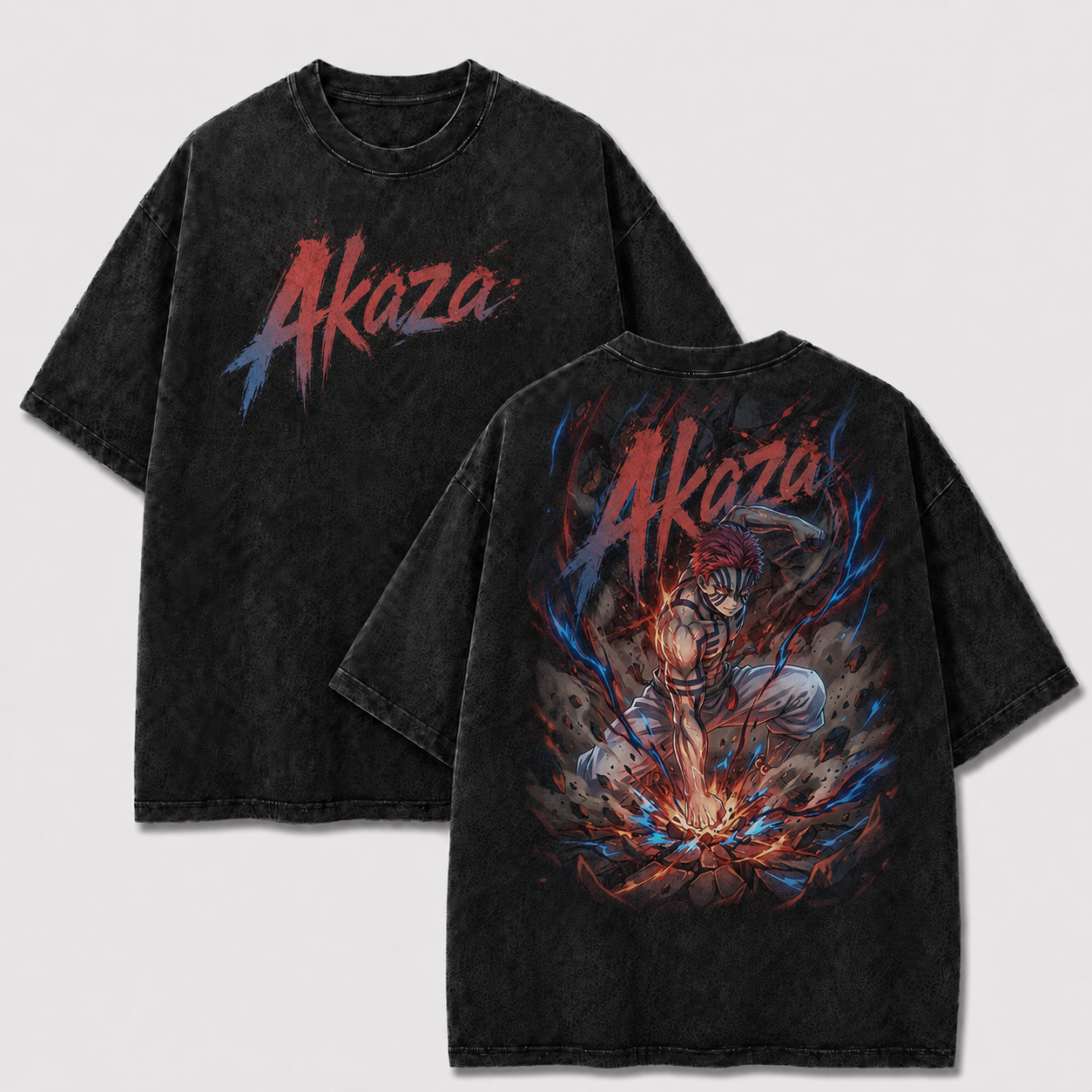 Striped Demon Fighter Vintage Washed Graphic Tee