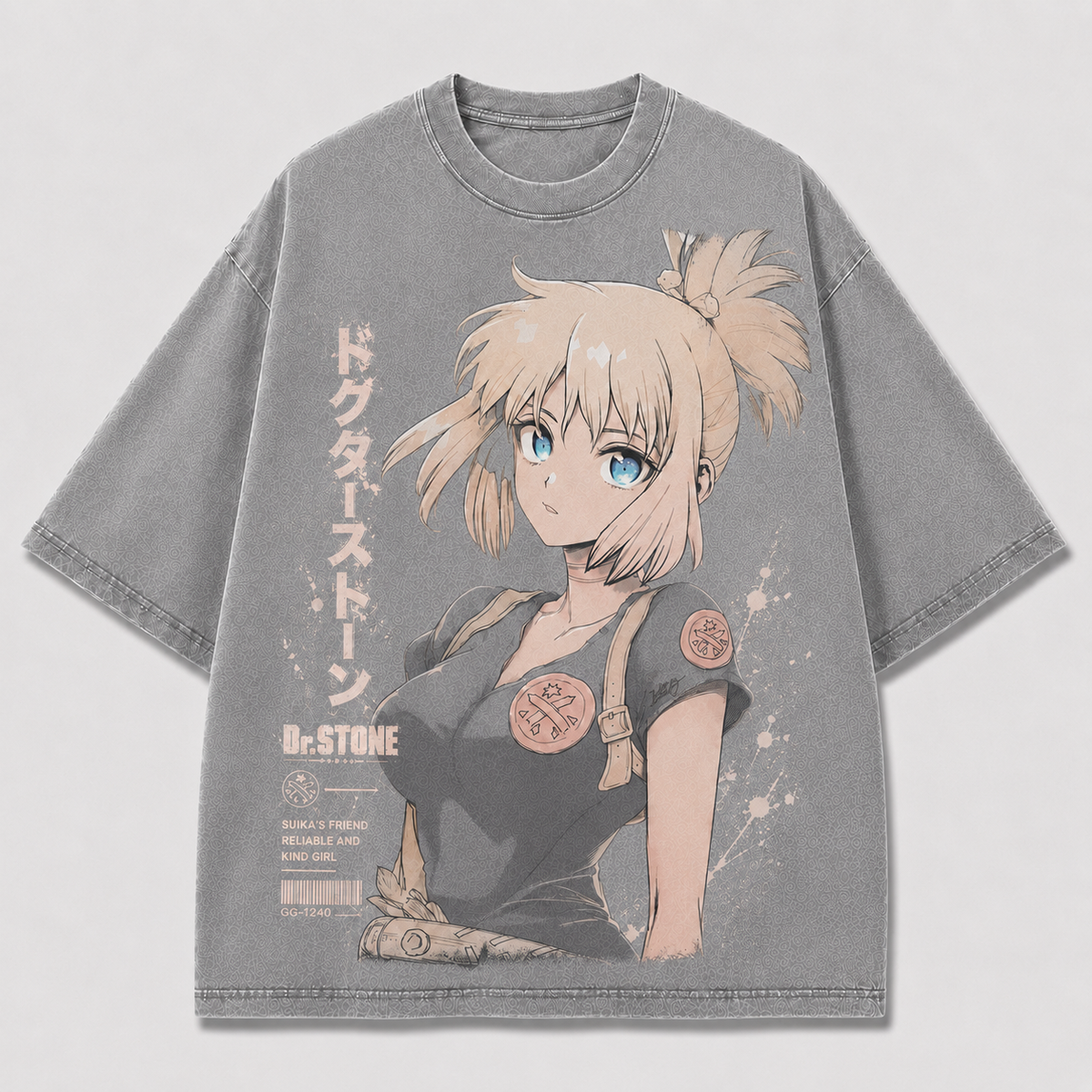 Oversized Sepia Portrait Graphic Tee – Badge Print Top