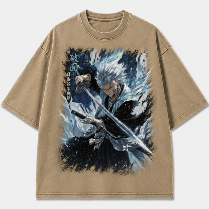 Oversized Frost Blade Warrior Graphic Tee – Streetwear Sword Print Shirt