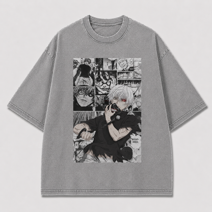 Oversized Manga Panel Antihero Graphic Tee – Comic Collage Streetwear Shirt