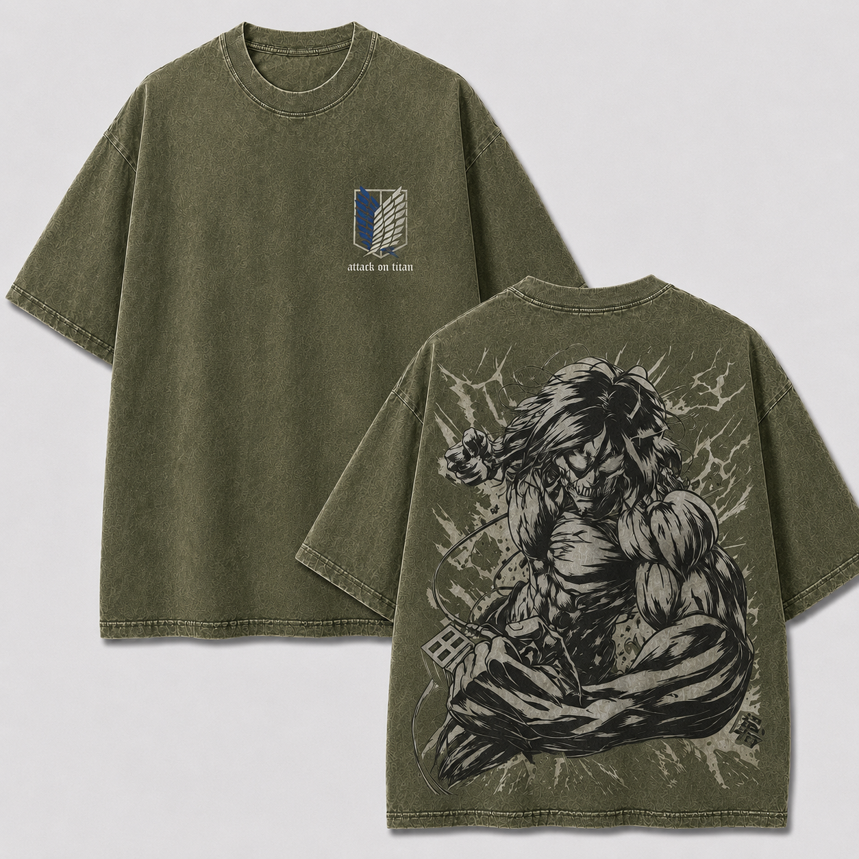 Long-Haired Giant Warrior Vintage Washed Graphic Tee