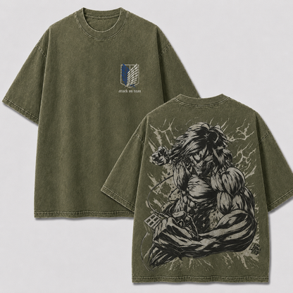 Long-Haired Giant Warrior Vintage Washed Graphic Tee