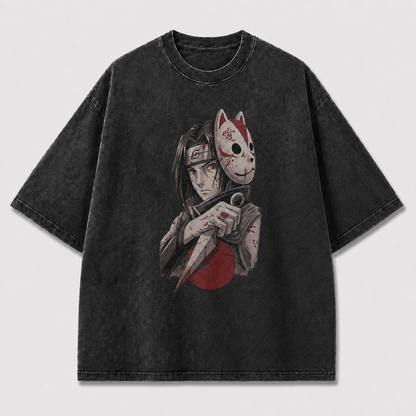 Oversized Streetwear Graphic Tee – Fox Mask Blade Portrait Print