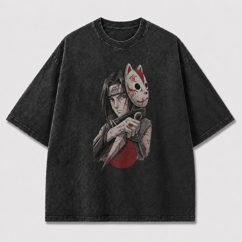 Oversized Streetwear Graphic Tee – Fox Mask Blade Portrait Print
