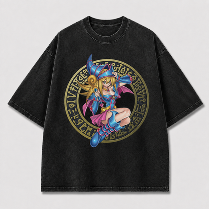 Oversized Spellcaster Graphic Tee – Fantasy Circle Print Top