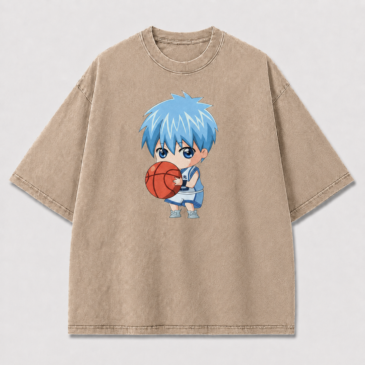 Oversized Chibi Basketball Graphic Tee – Cute Print Top