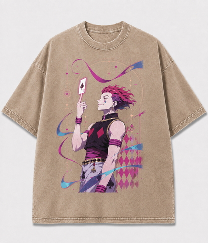 Oversized Card Trickster Graphic Tee – Mystic Print Top