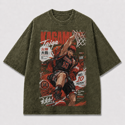 Oversized Slam Dunk Magazine Graphic Tee – Sports Cover Print Top