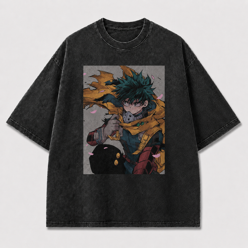 Oversized Windswept Portrait Graphic Tee – Petal Print Top