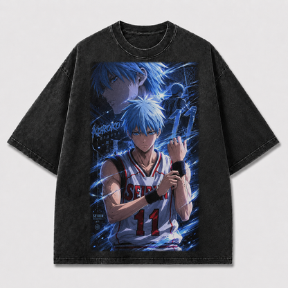 Oversized Basketball Portrait Graphic Tee – Electric Print Top