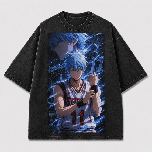 Oversized Basketball Portrait Graphic Tee – Electric Print Top