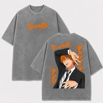 Oversized Streetwear Graphic Tee – Suited Character Portrait Print
