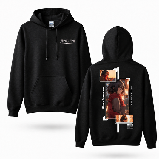 Red Scarf Female Warrior Manga Collage Hoodie