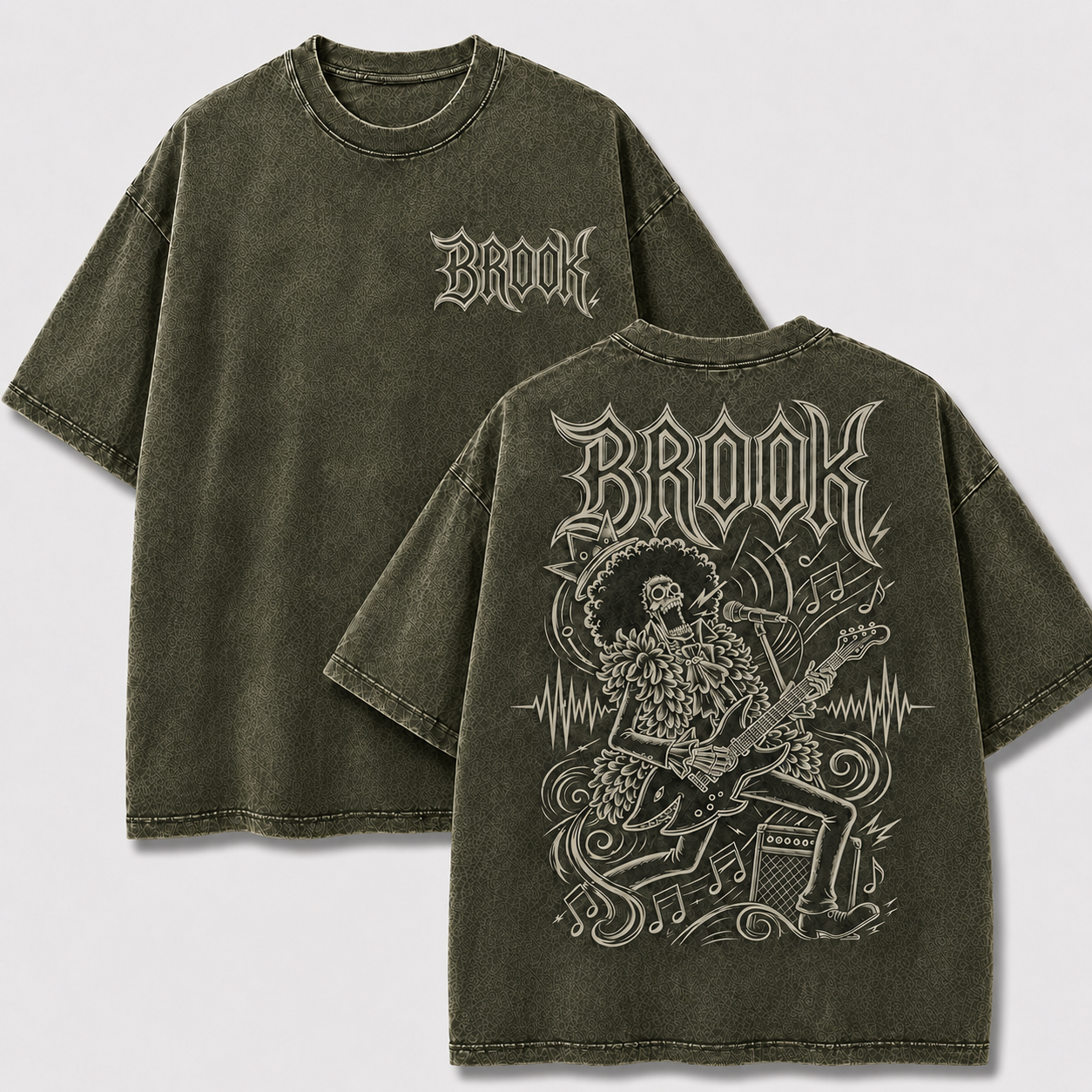 Oversized Streetwear Graphic Tee – Rock Skeleton Musician Print