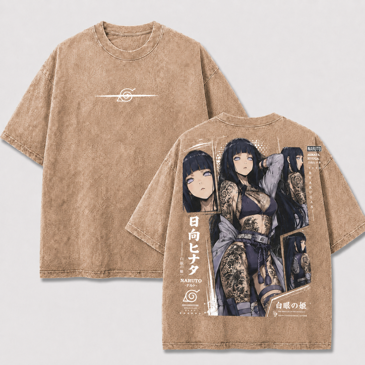 Hinata Hyuga Vintage Washed Cotton Anime Shirt, Naruto Manga Tee Mineral Wash T-Shirt, Vintage Inspired, Anime Gift Tee, Y2K Shirt