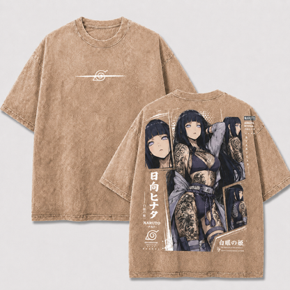Hinata Hyuga Vintage Washed Cotton Anime Shirt, Naruto Manga Tee Mineral Wash T-Shirt, Vintage Inspired, Anime Gift Tee, Y2K Shirt