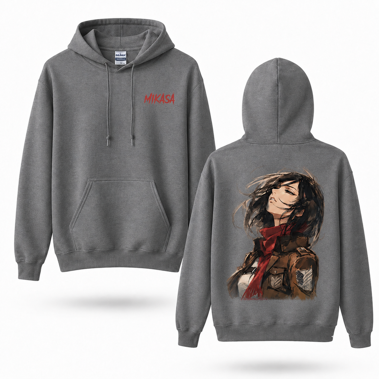 Red Scarf Female Warrior Portrait Graphic Hoodie